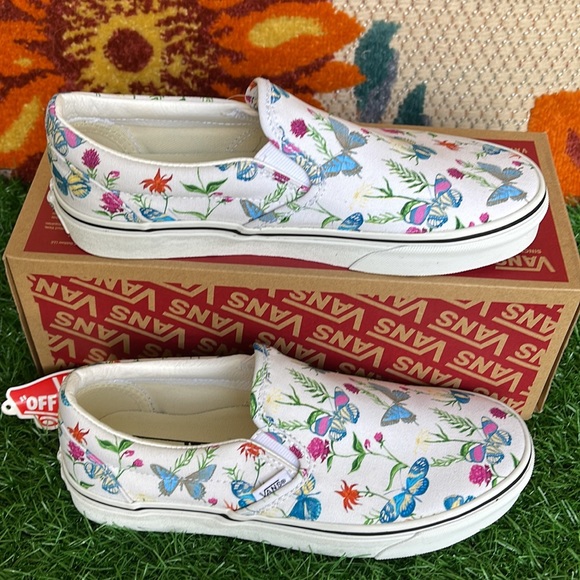 Vans Classic Slip On Butterfly Floral Marshmallow/True White Men’s sneake… - Picture 3 of 16